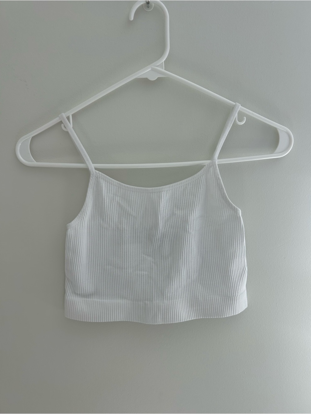 Primark White Ribbed Cropped Cami Top